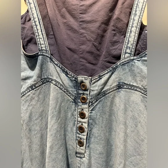 Free People Stars Align Midi Dress, Denim, Fit & Flare Dress, Blue, Size 4 - Picture 8 of 12